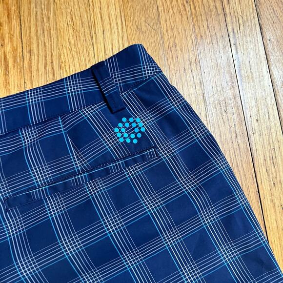 Puma Golf Short Mens 38 Blue Plaid Flat Front Performance - Picture 4 of 10